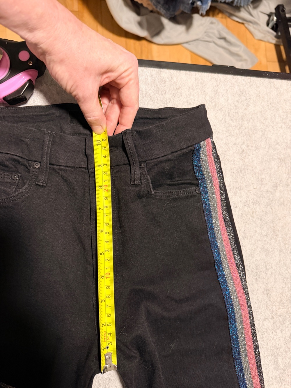 MOTHER Guilty Glitter Racer High Waisted Looker Ankle Fray Jeans 25 - Picture 15 of 16